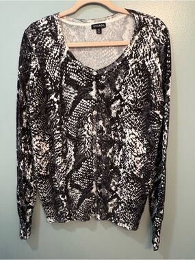 George Black & White Snake Print Cardigan Size XL